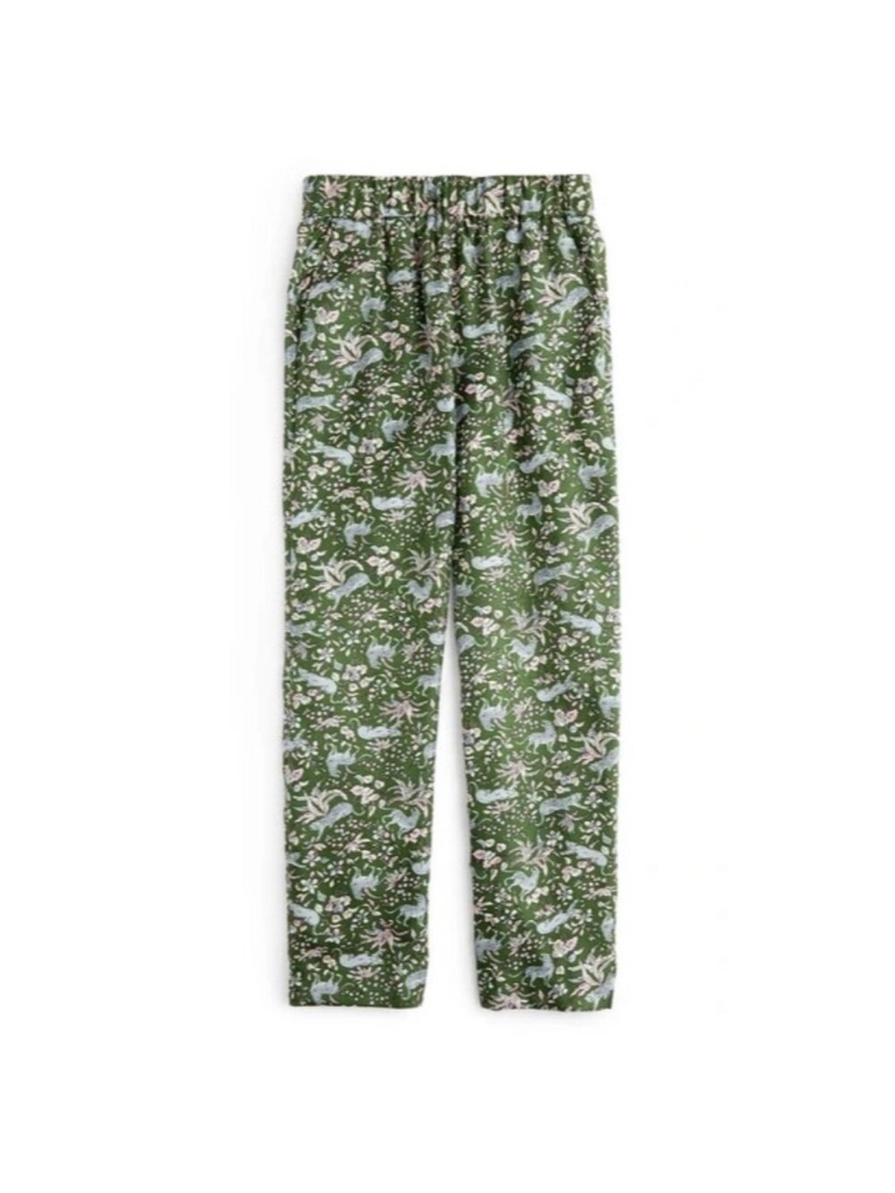 J. Crew Collection Silk Easy Pants in Ivy Shale Jungle Leopard Cat Print Ankle
